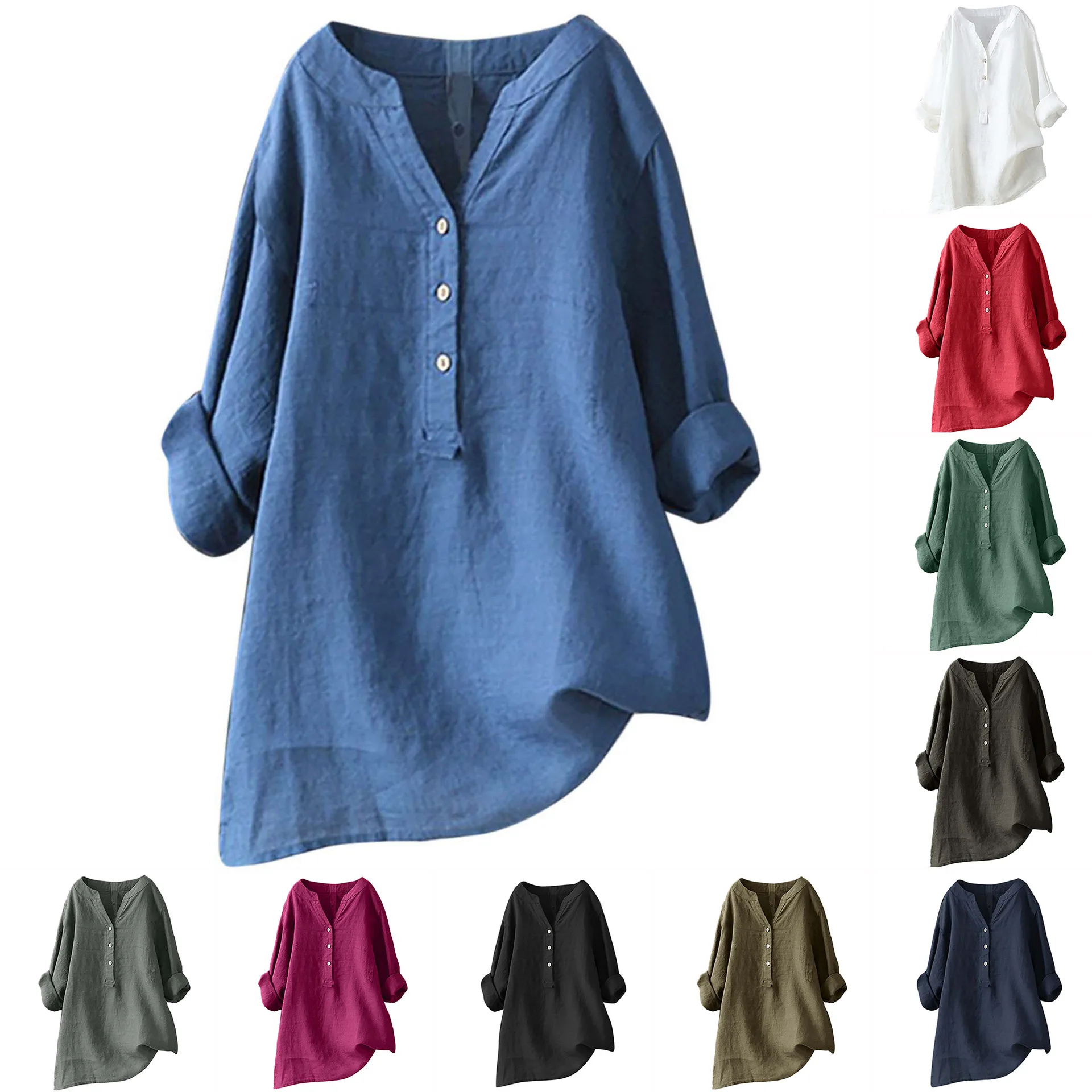 Casual Loose Linen Shirt Dress - Bluzki i koszule unisex, damskie i