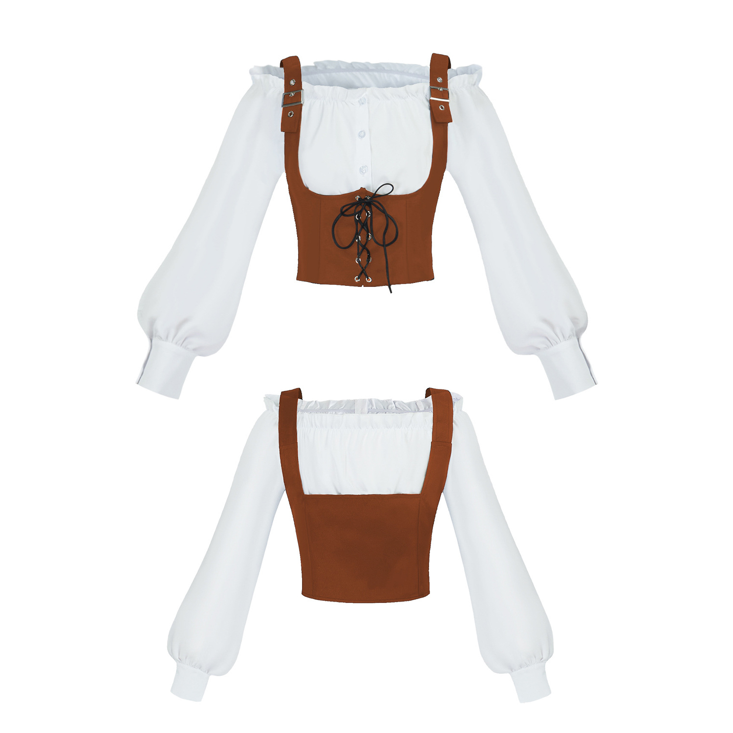 Blouses - Dwuczęściowy kostium w stylu renesansowym, bluzka