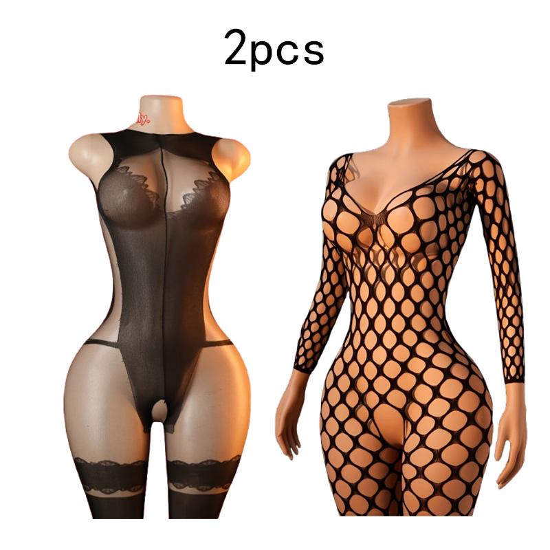 Lingerie - Zestaw 2 sztuk – seksowna, siateczkowa