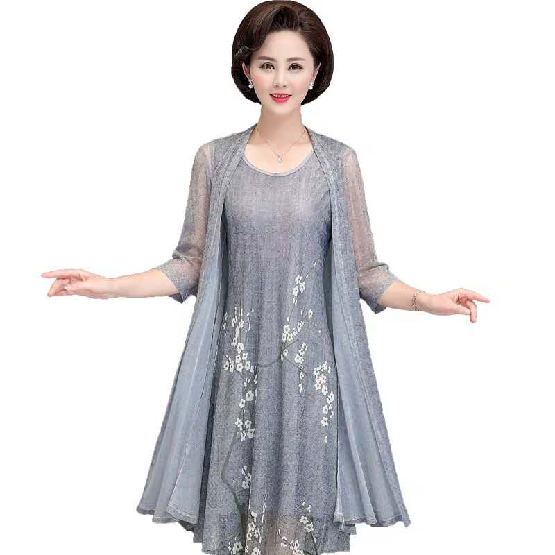 French Vintage Floral Midi Dress - letni bawełniany lniany 2-częściowy zestaw sukienka