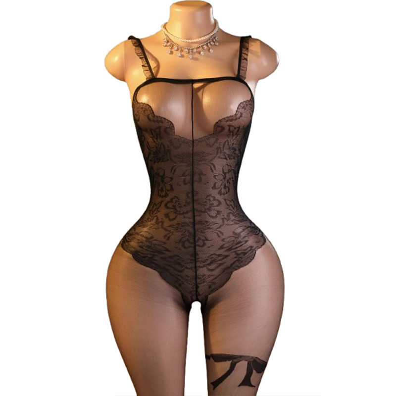 Lingerie - 1 x Uwodzicielskie czarne koronkowe body