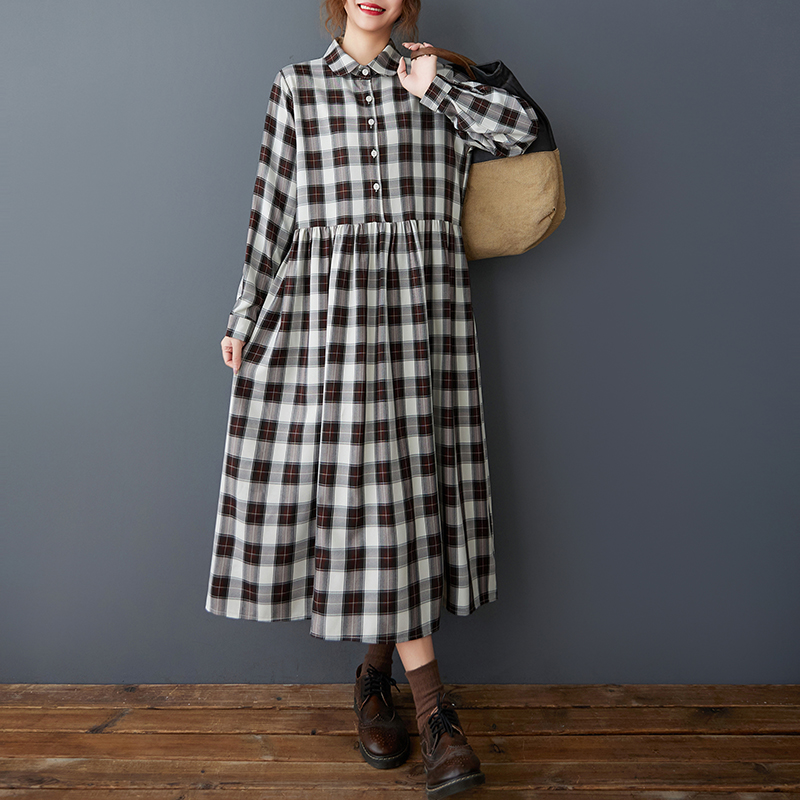 Korean Style A Line Shirt Dress - Wiosenno-jesienna luźna sukienka w stylu koreańskim,