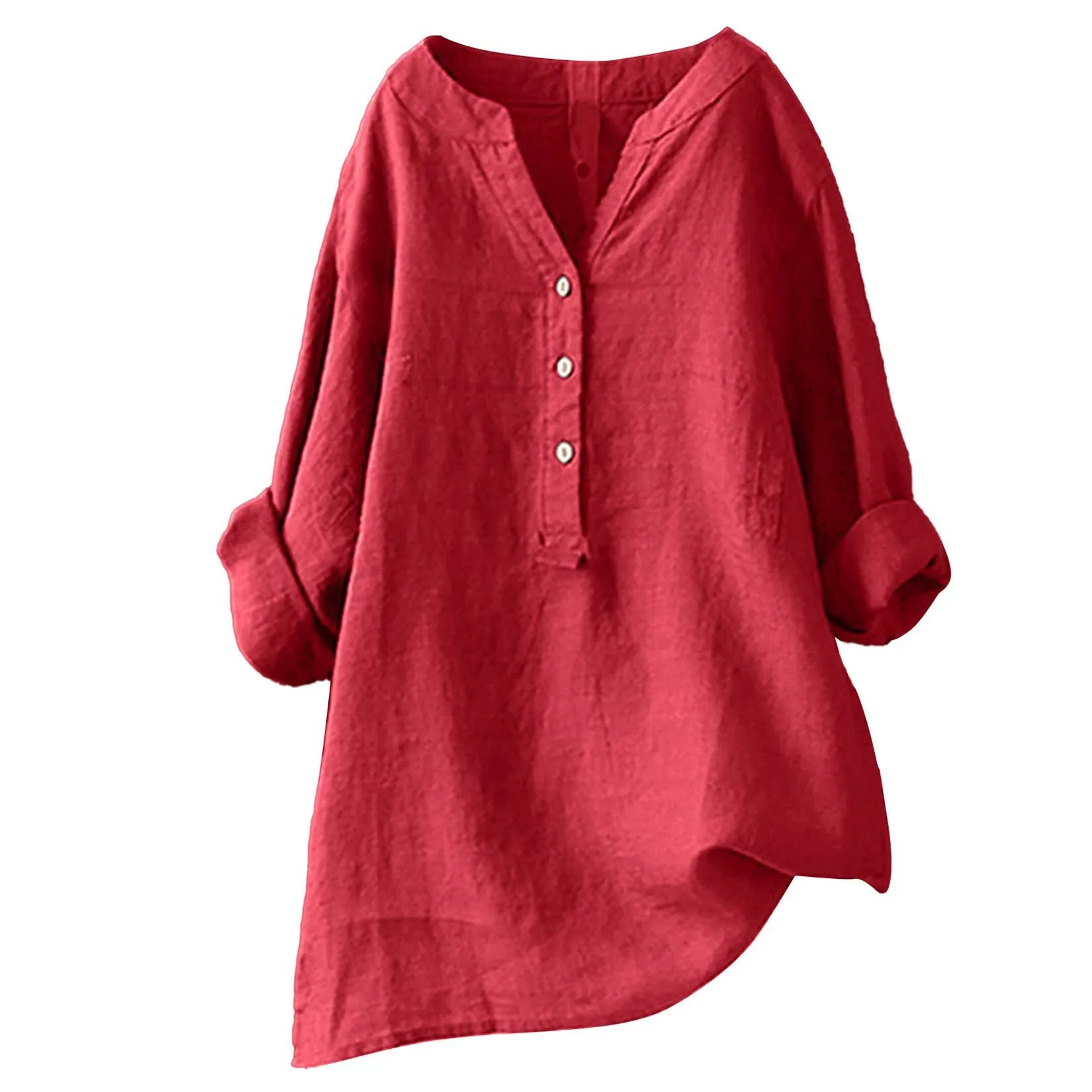 Bluzki i koszule unisex, damsk – Casual Loose Linen Shirt Dress recenzja i cena