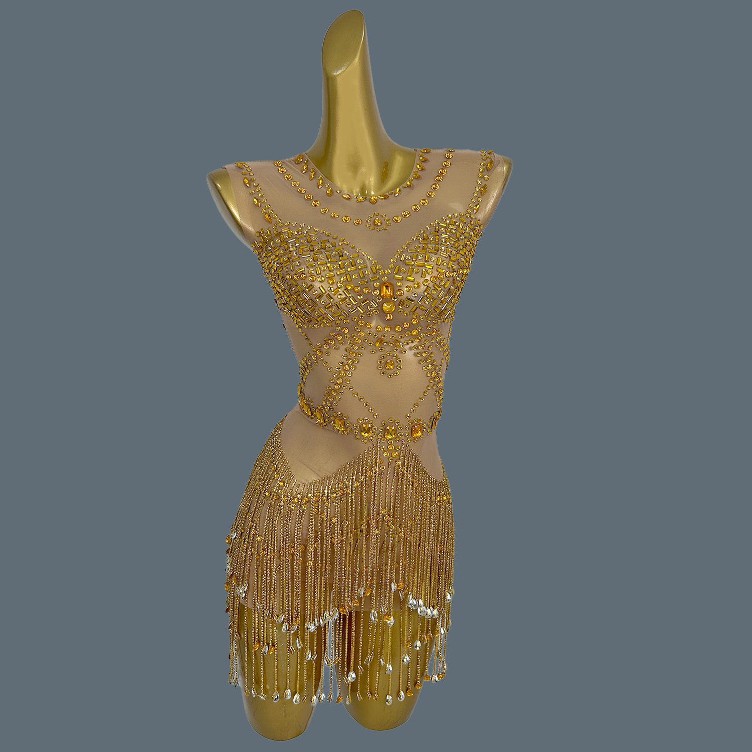 Letnia Błyszcząca Złota Sukien – Sparkly Rhinestone Club Party Dress recenzja i cena