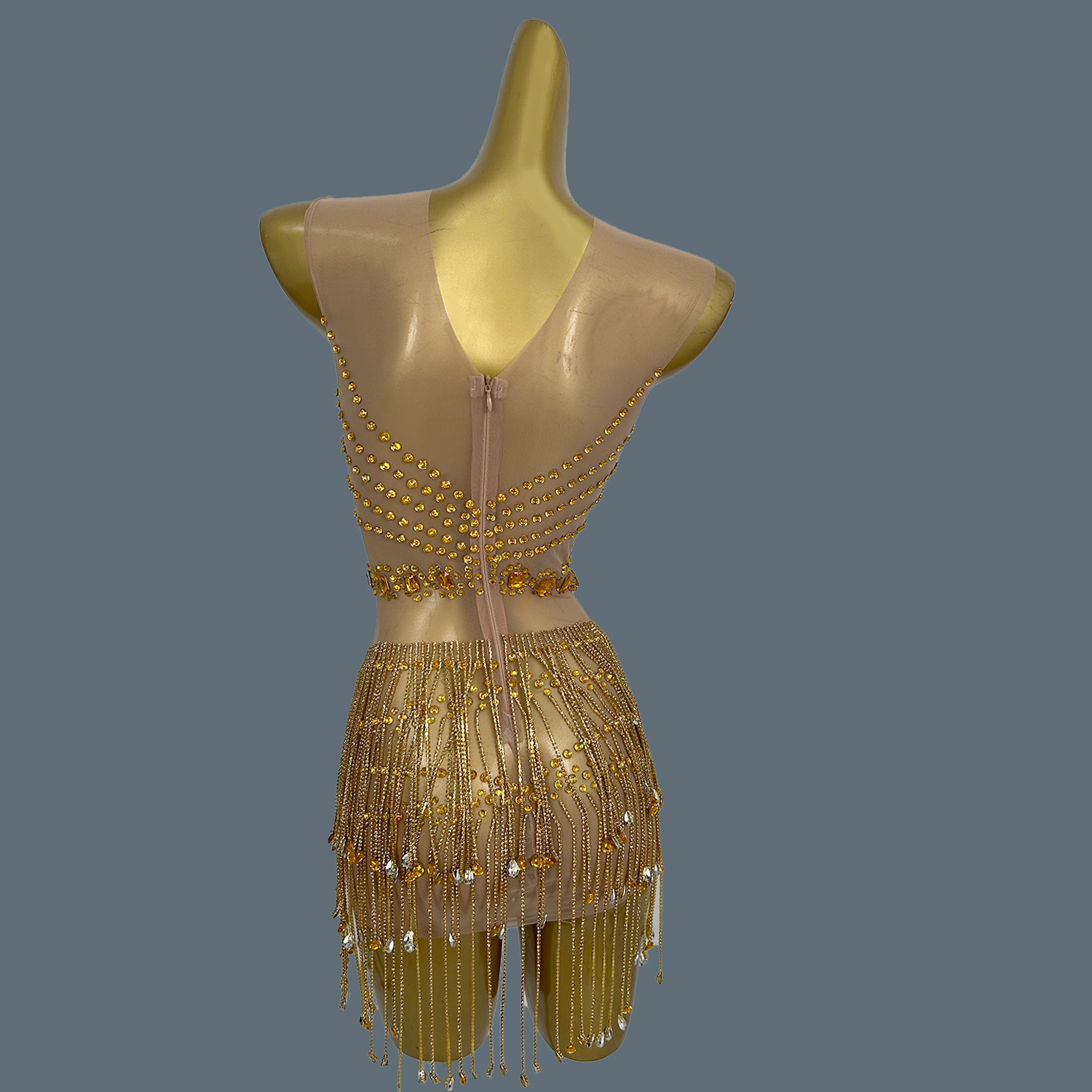 Letnia Błyszcząca Złota Sukien – Sparkly Rhinestone Club Party Dress recenzja i cena