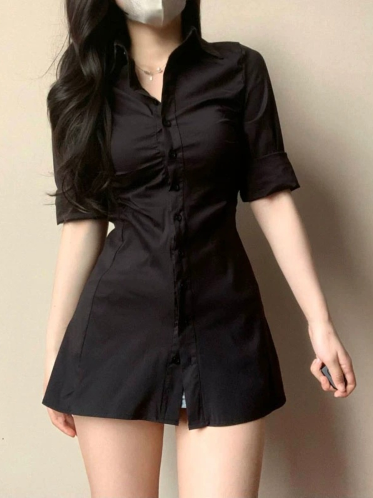 Seksowna plisowana sukienka ko – Korean Style A Line Shirt Dress recenzja i cena