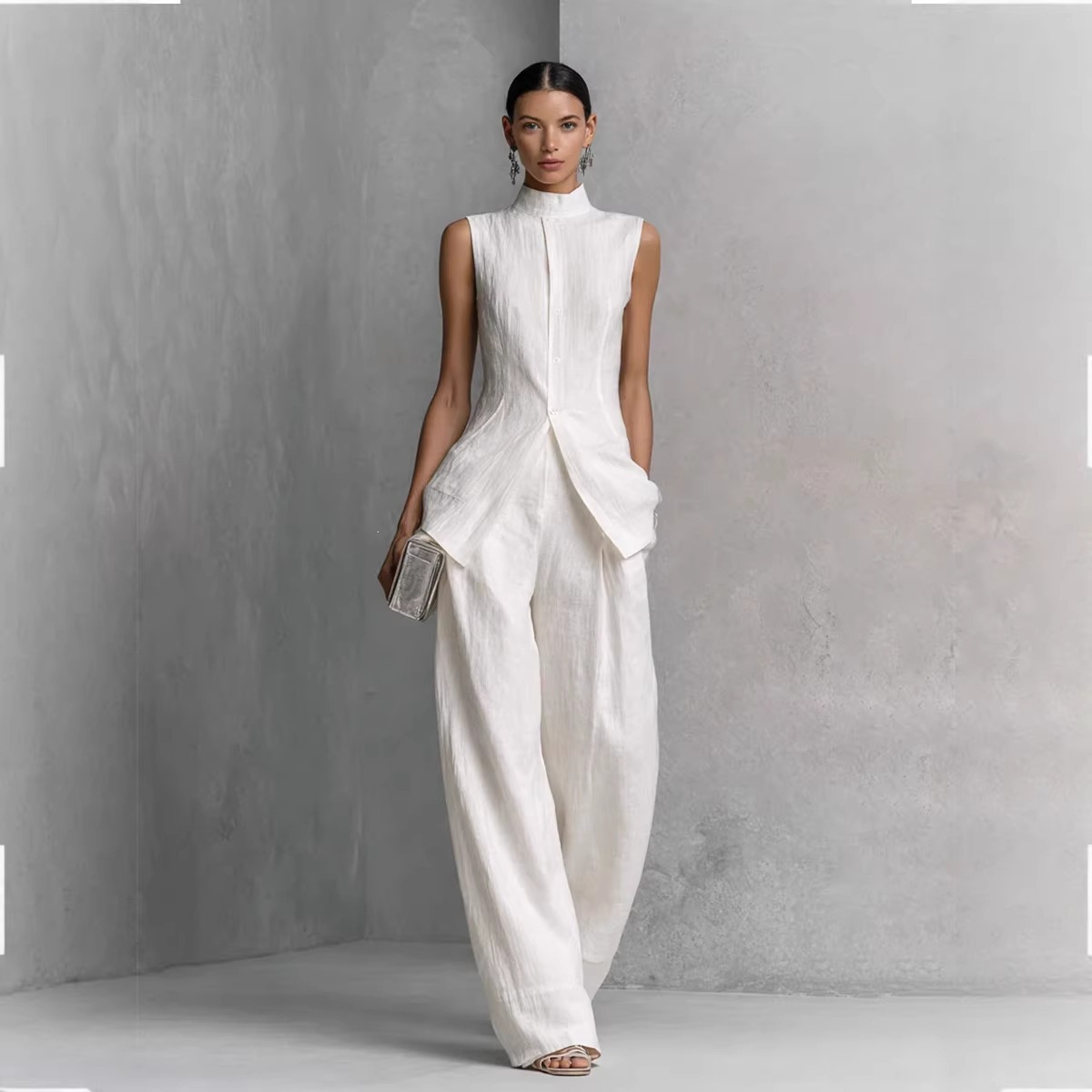 Koszula z bawełny i lnu, jedno – Casual Loose Linen Shirt Dress recenzja i cena