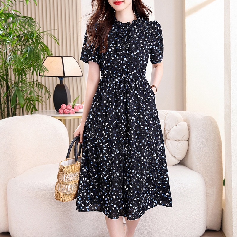 Sukienka midi w stylu vintage, – French Vintage Floral Midi Dress recenzja i cena