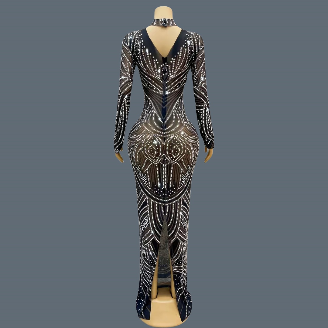 Czarna, nowa, błyszcząca sukni – Sparkly Rhinestone Club Party Dress recenzja i cena