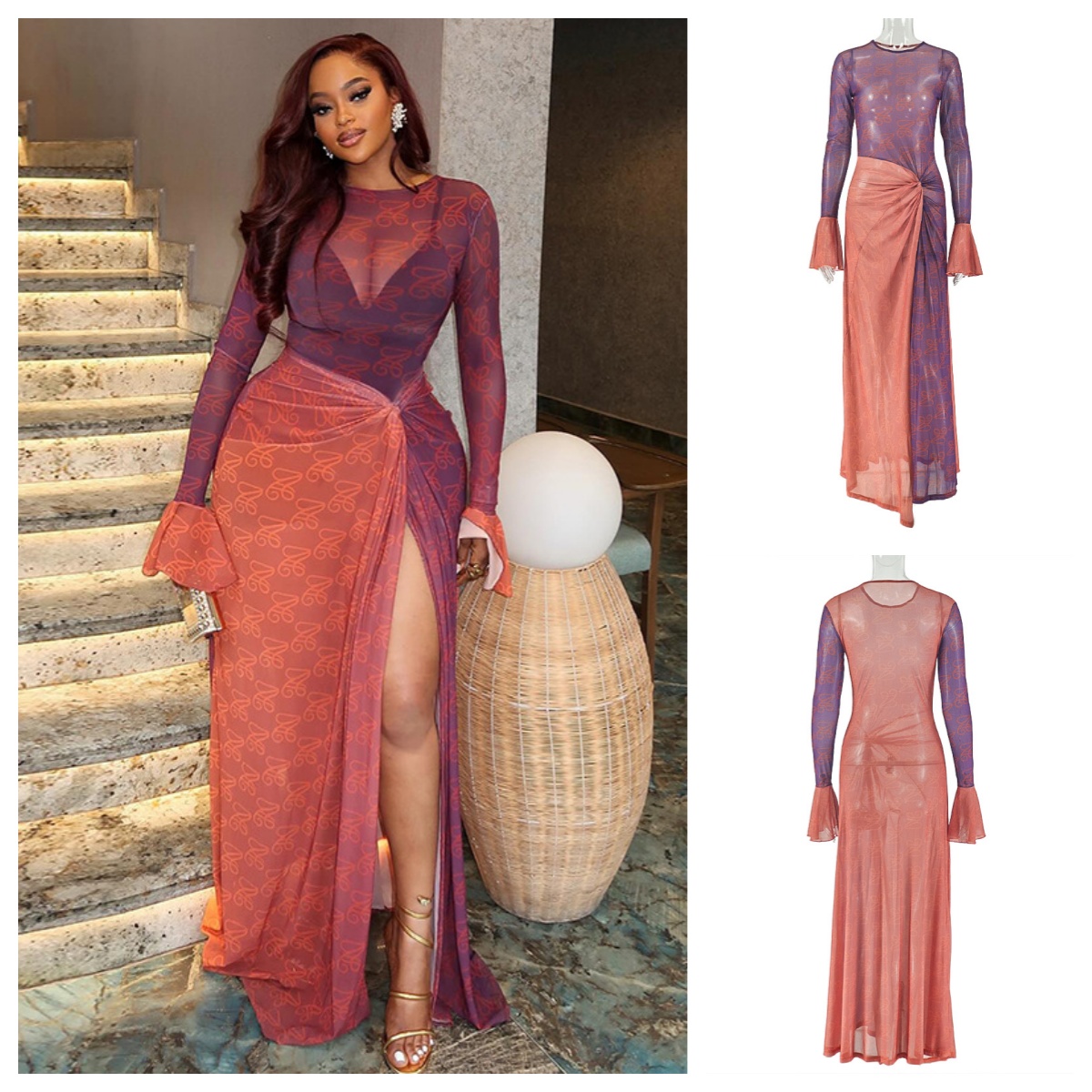 Sukienki maxi w stylu Y2K retr – Sexy Mesh Sheer Bodycon Dress recenzja i cena
